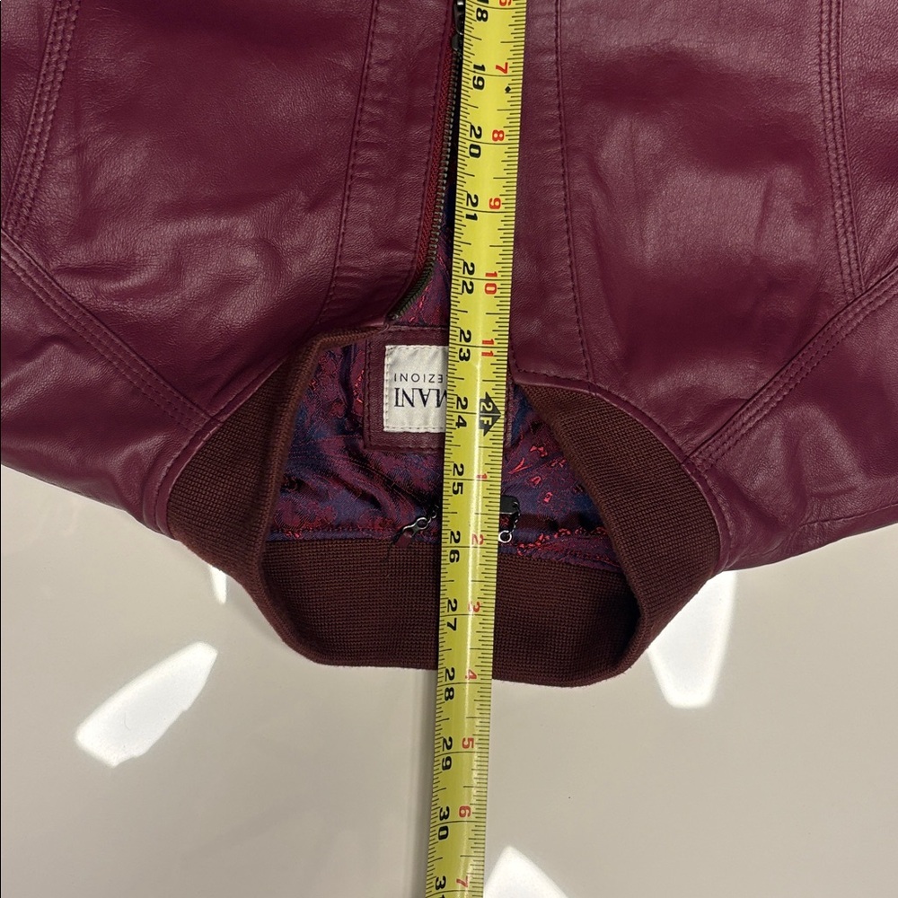 Vintage Armani Collezioni Maroon Leather Jacket - Picture 6 of 12